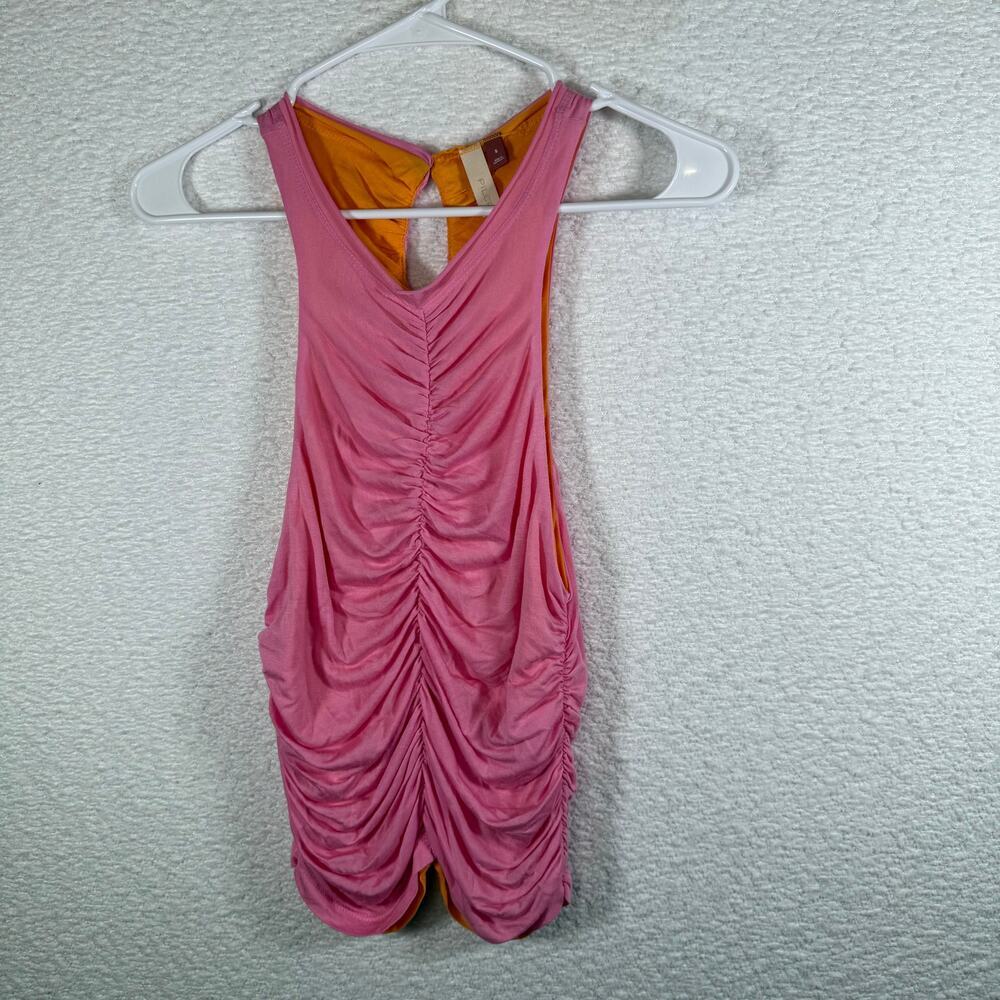 Anthropologie womens Pilcro Ruched Reversible Tank Women's Sz S pink and orange